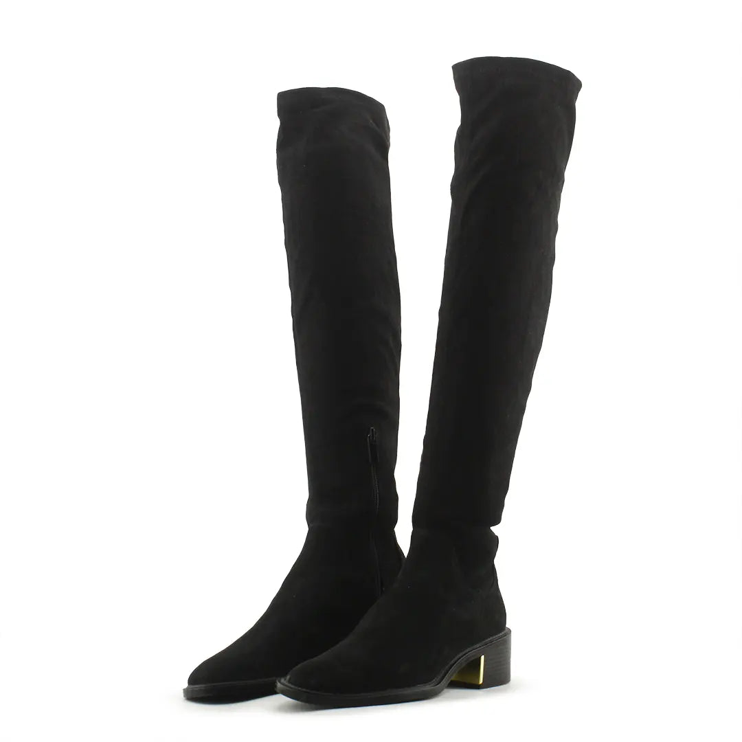 Zara Zipper Suede Over The Knee High Boots