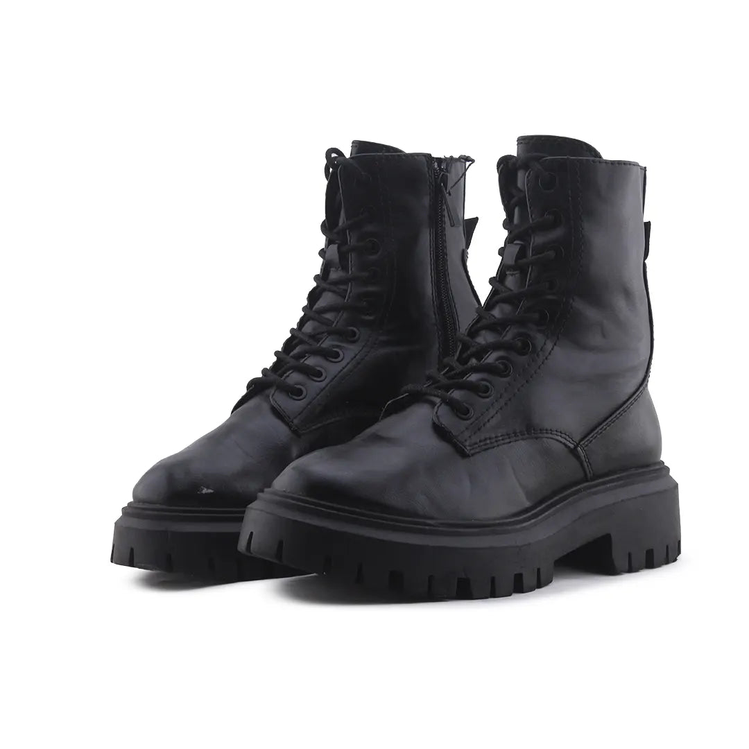 Stradivarius Zipper Lace Up Ankle Boot | 100% Authentic Leather