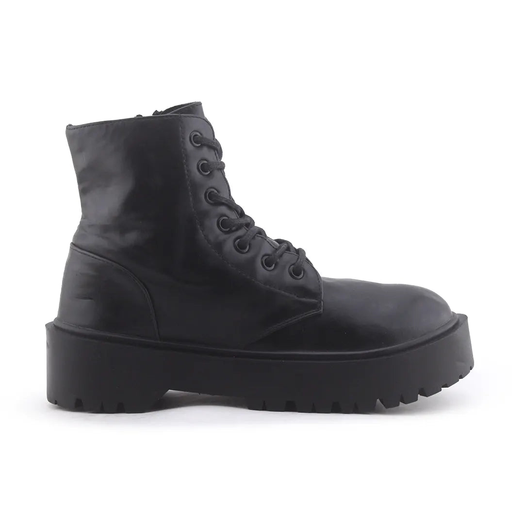 Pull & Bear Zipper Lace Up Ankle Boot | 100% Authentic Leather