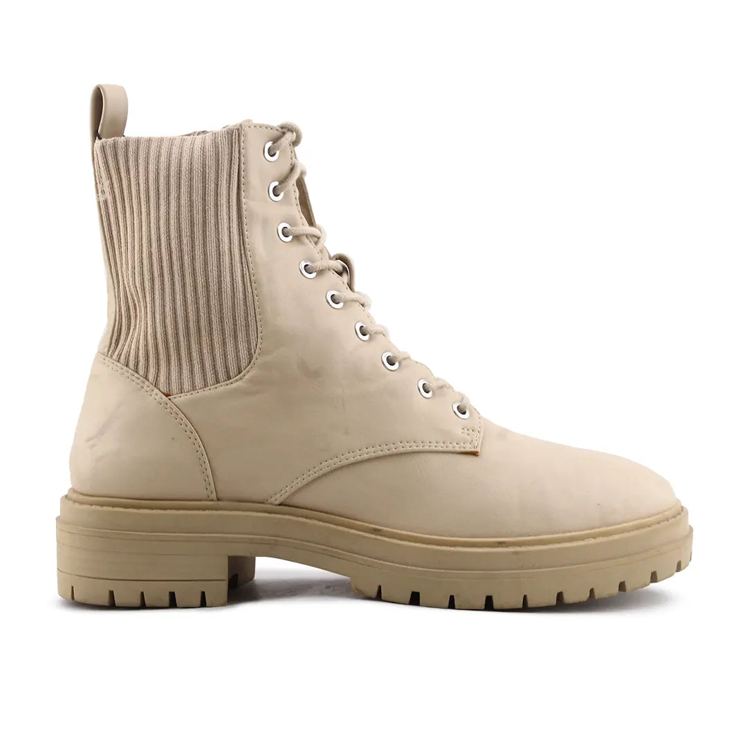 Lefties Stretchable Zipper Lace Up Ankle Boot | 100% Authentic Leather