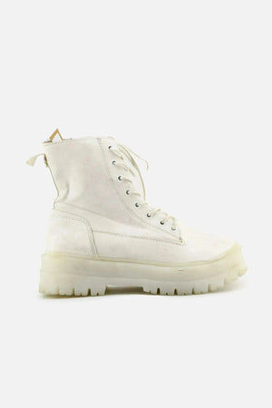 Stradivarius Zipper Laces Combat Boots | 100% Authentic Leather - sundaybazar