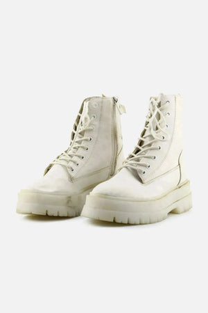 Stradivarius Zipper Laces Combat Boots | 100% Authentic Leather - sundaybazar