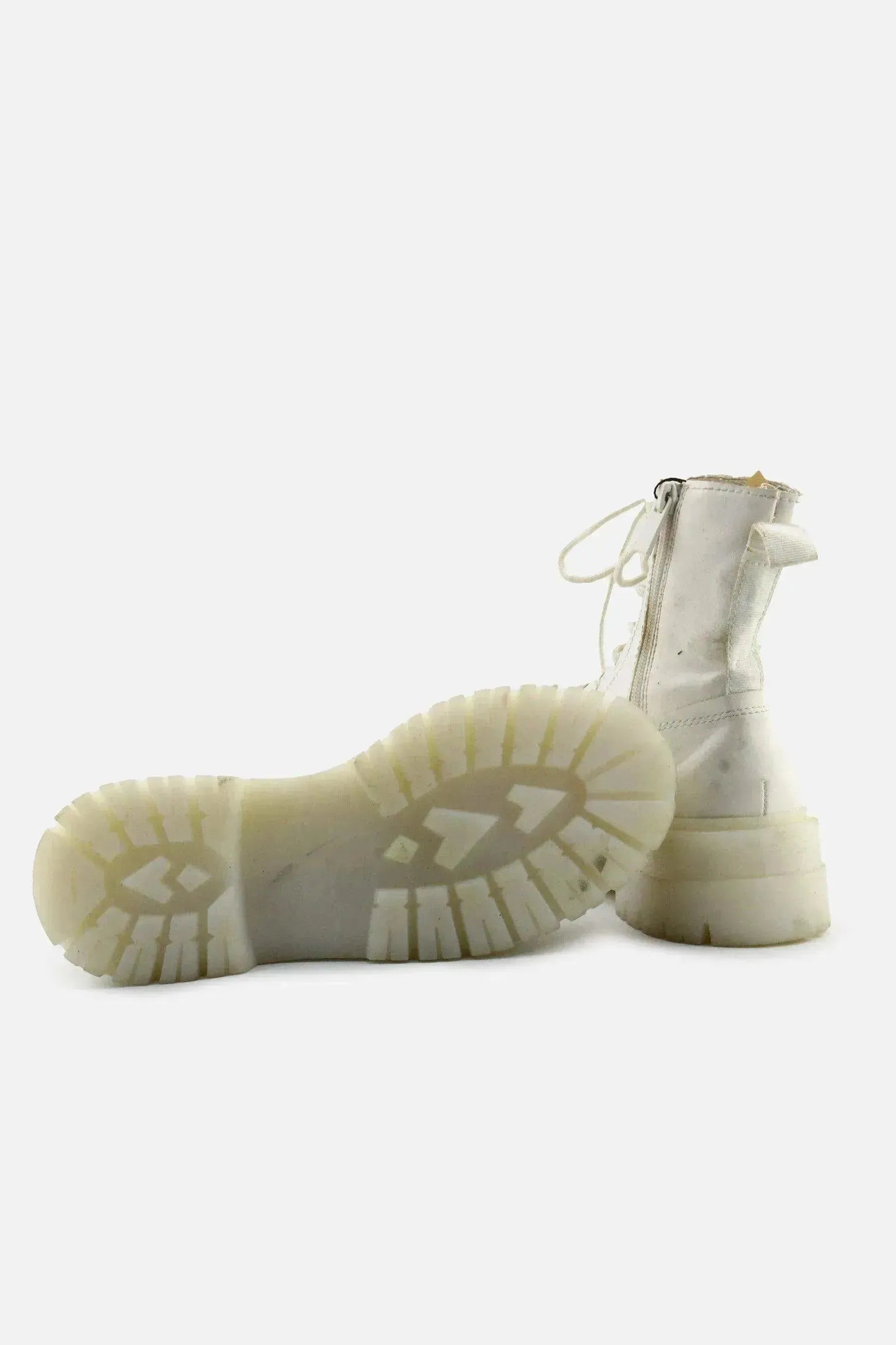 Stradivarius Zipper Laces Combat Boots | 100% Authentic Leather - sundaybazar