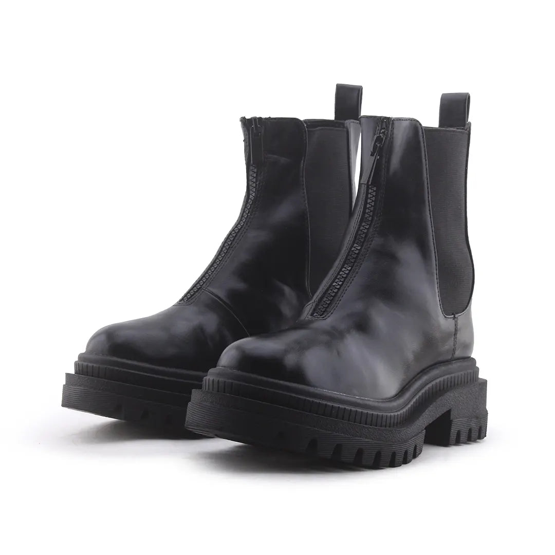 Bershka Zipper Stretchable Ankle Boot | 100% Authentic Leather