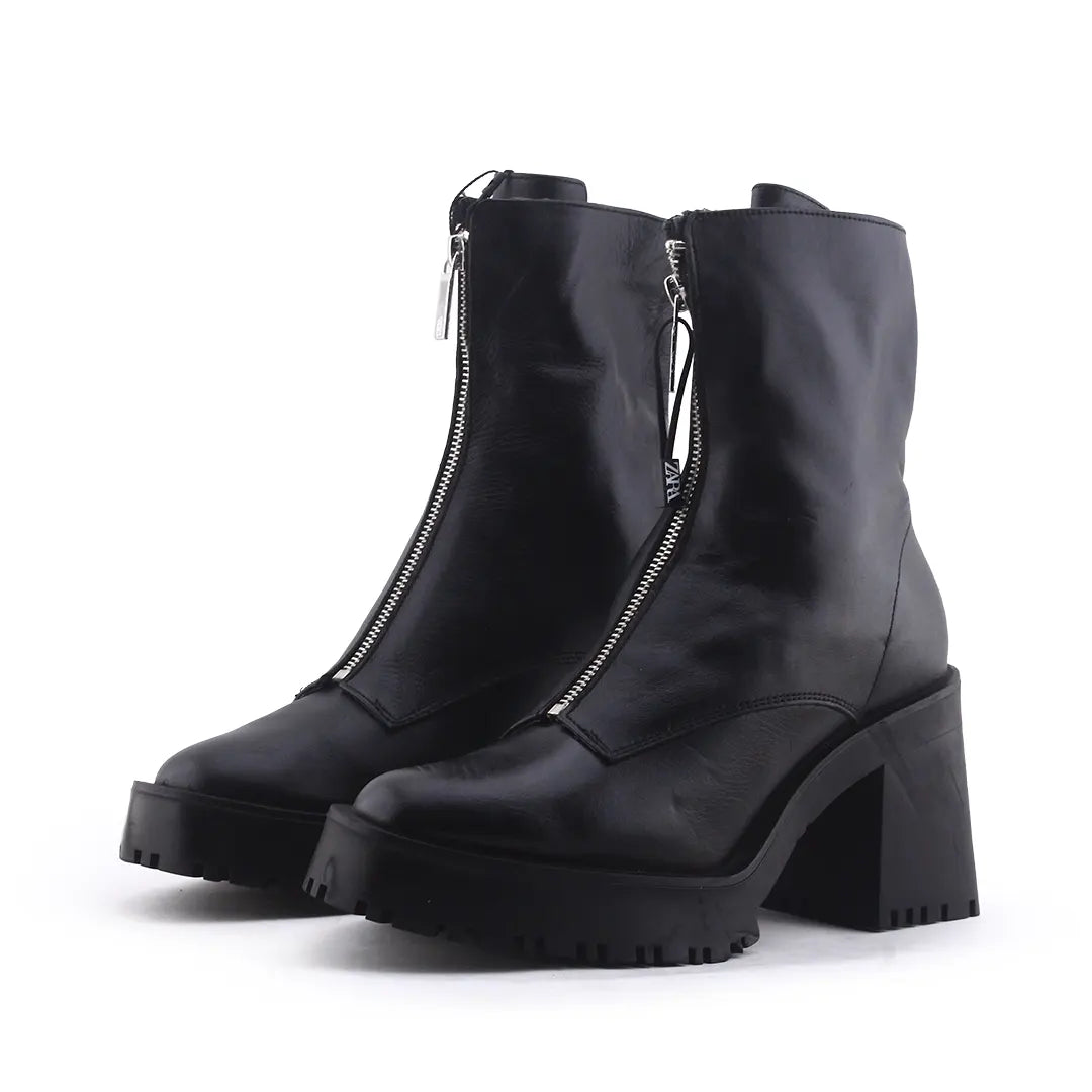 Zara Zipper Ankle Boot | 100% Authentic Leather