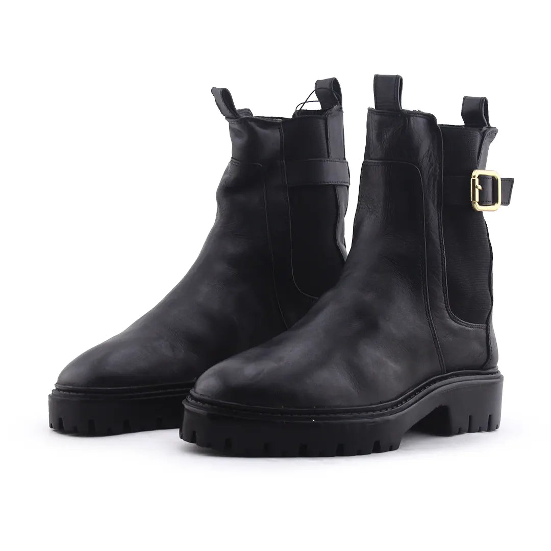 Zara Stretchable Buckle Strap Ankle Boot | 100% Authentic Leather