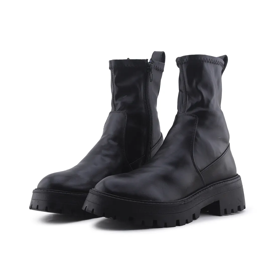 Pull & Bear Zipper Ankle Boot | 100% Authentic Leather