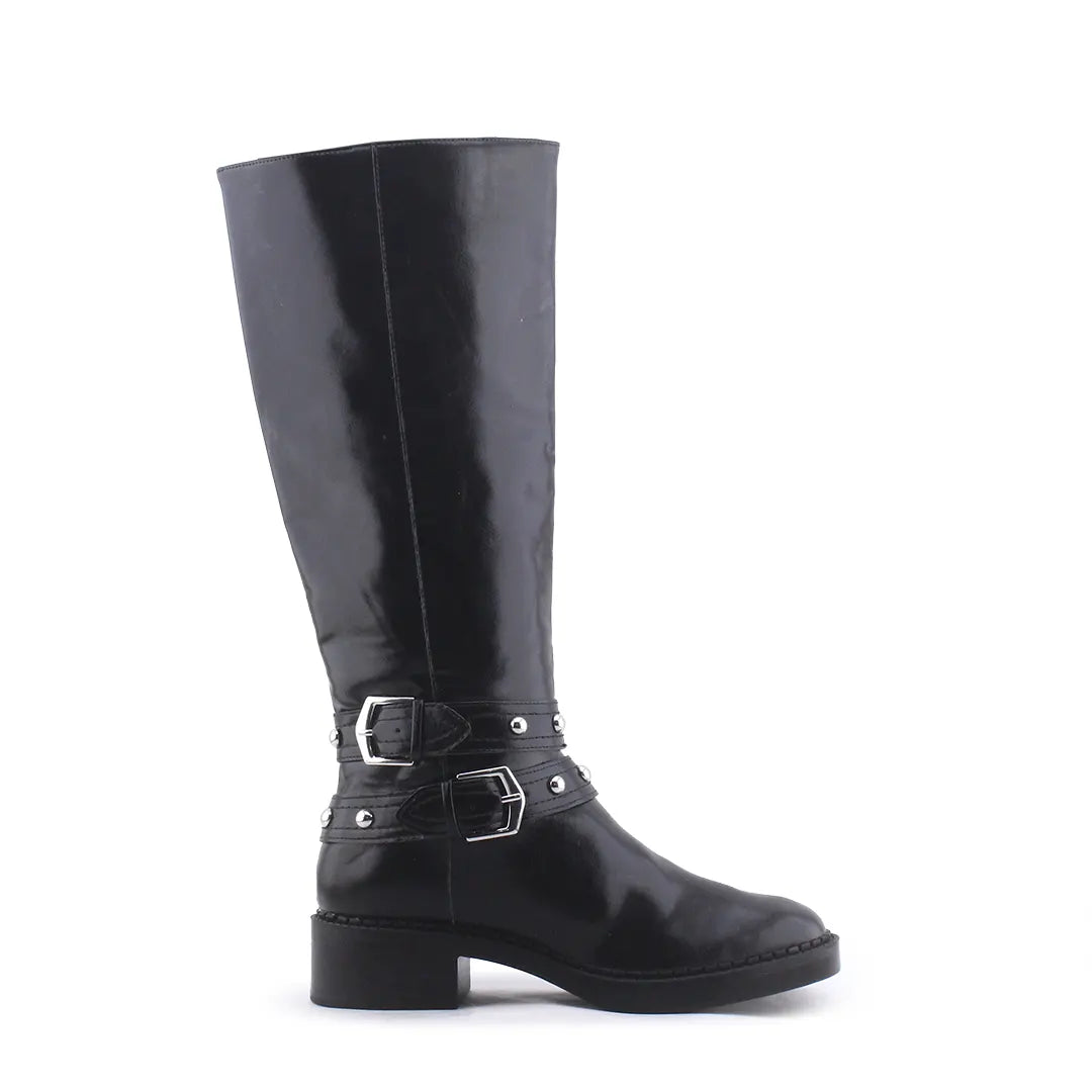 Stradivarius Zipper Buckle Strap Knee High Boots | 100% Authentic Leather