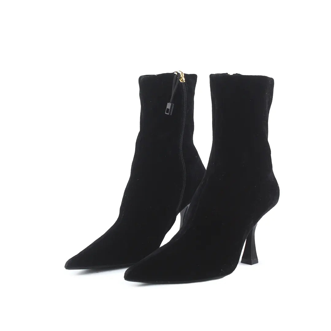 Zara Zipper Valvet Ankle Boot