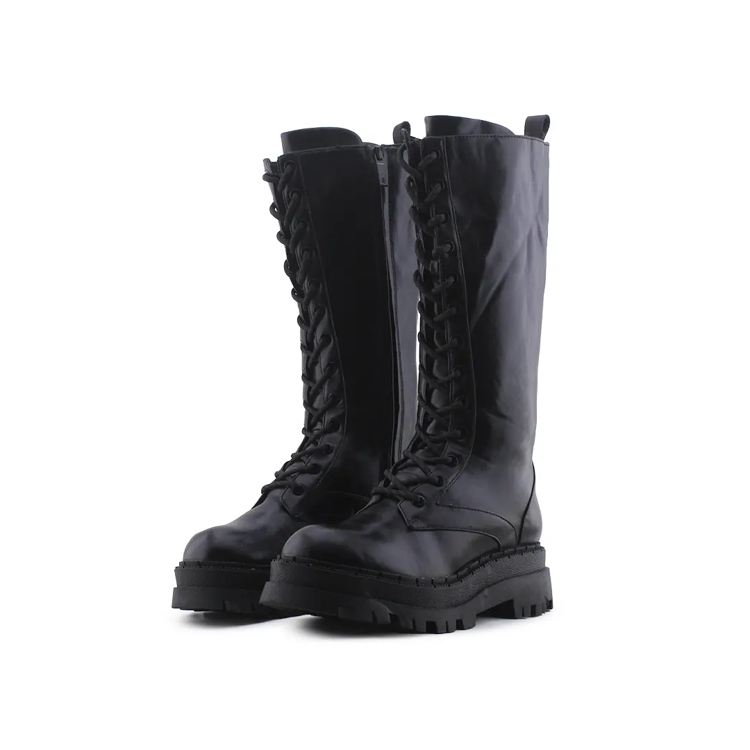 Zara Zipper Lace Up Knee High Boot | 100% Authentic Leather