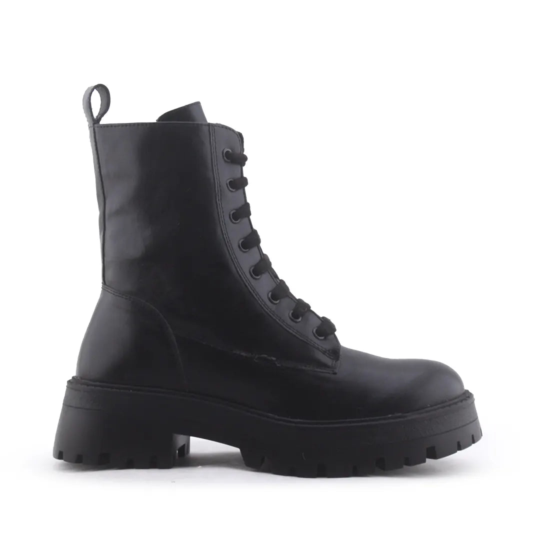 Pull & Bear Zipper Lace Up Ankle Boots | 100% Authentic Leather
