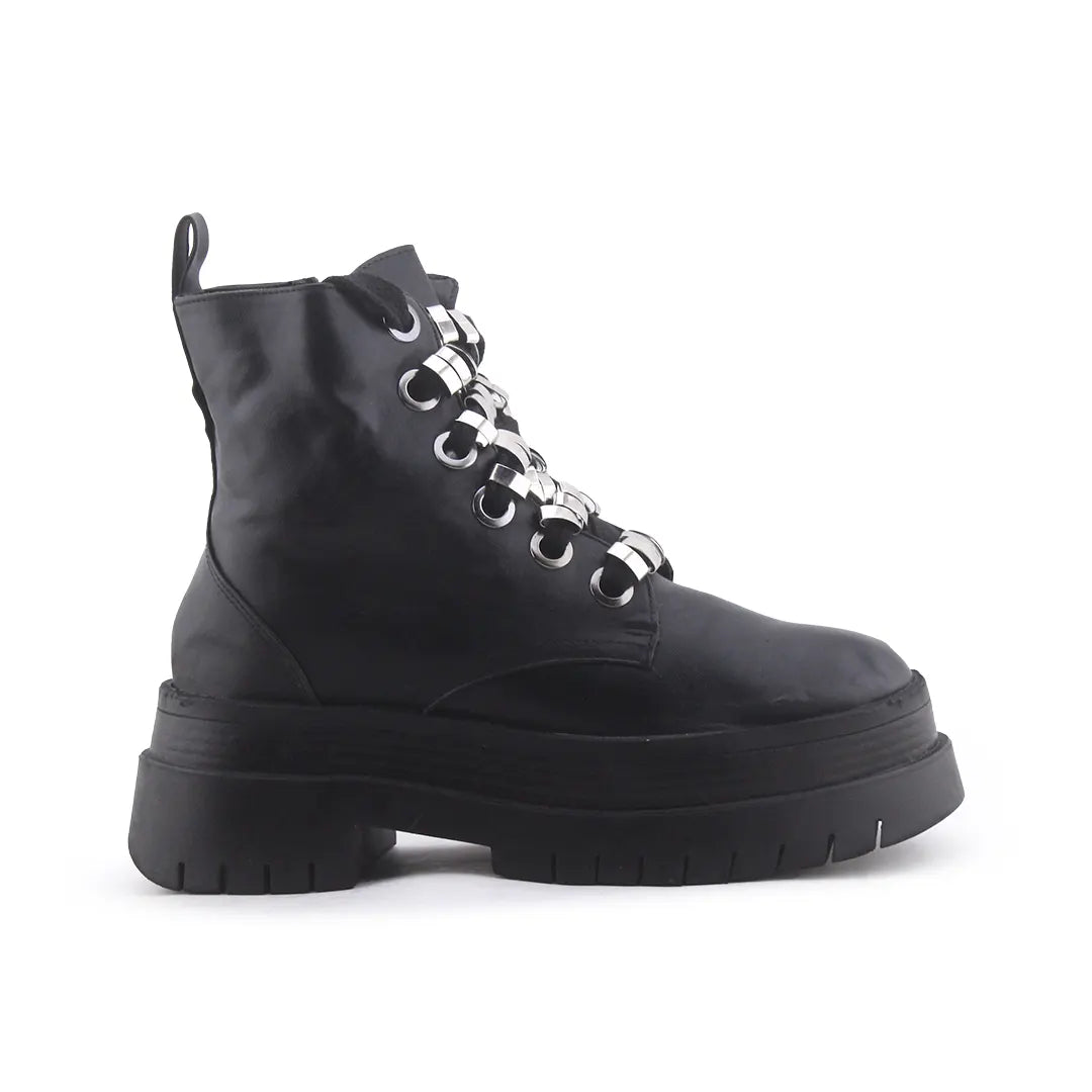 Bershka Zipper Lace Up Ankle Boot | 100% Authentic Leather