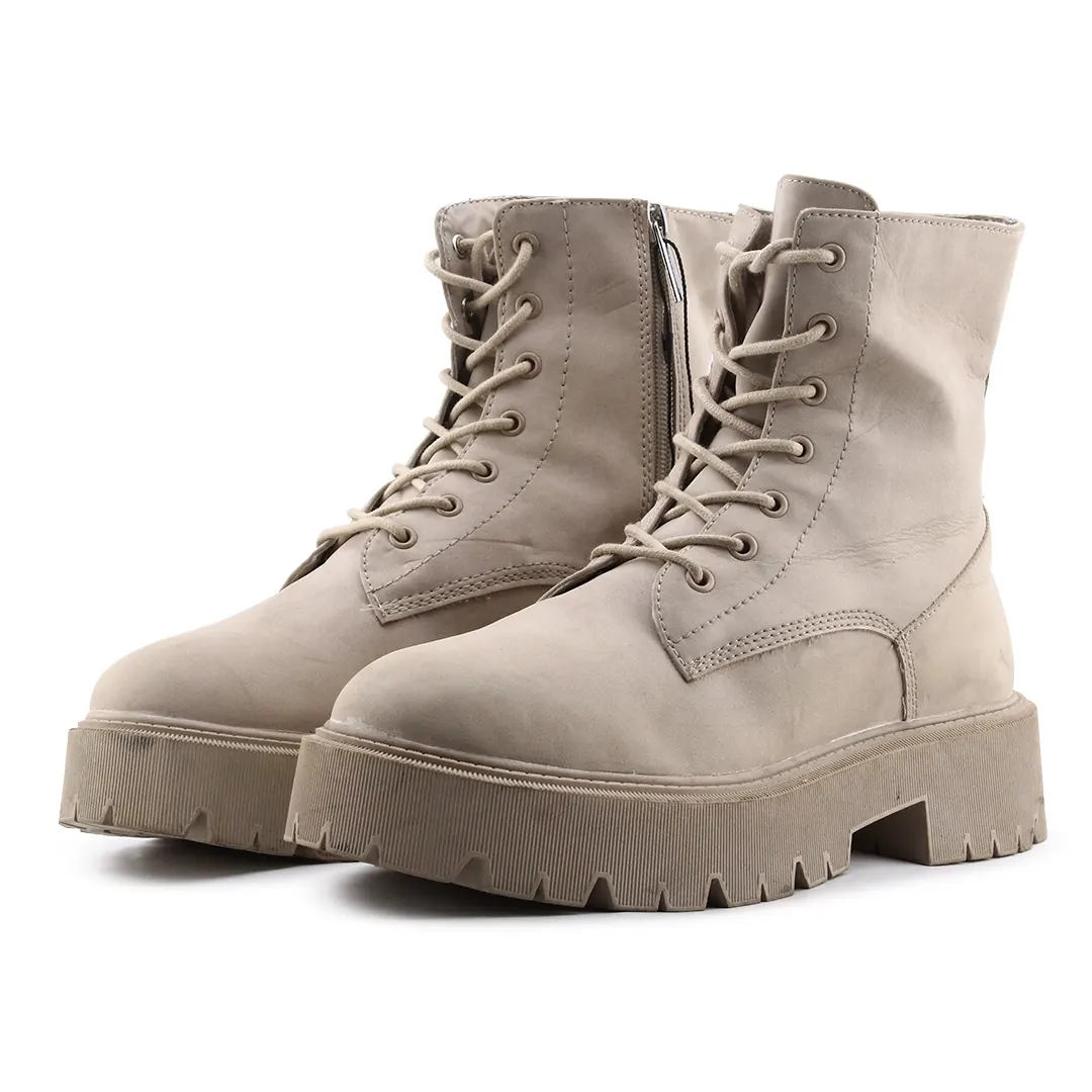 Bershka Zipper Lace Up Ankle Boot