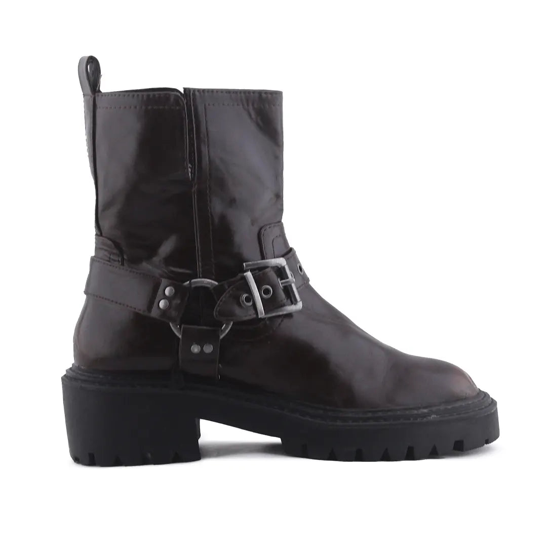 Stradivarius Buckle Strap Ankle Boot | 100% Authentic Leather