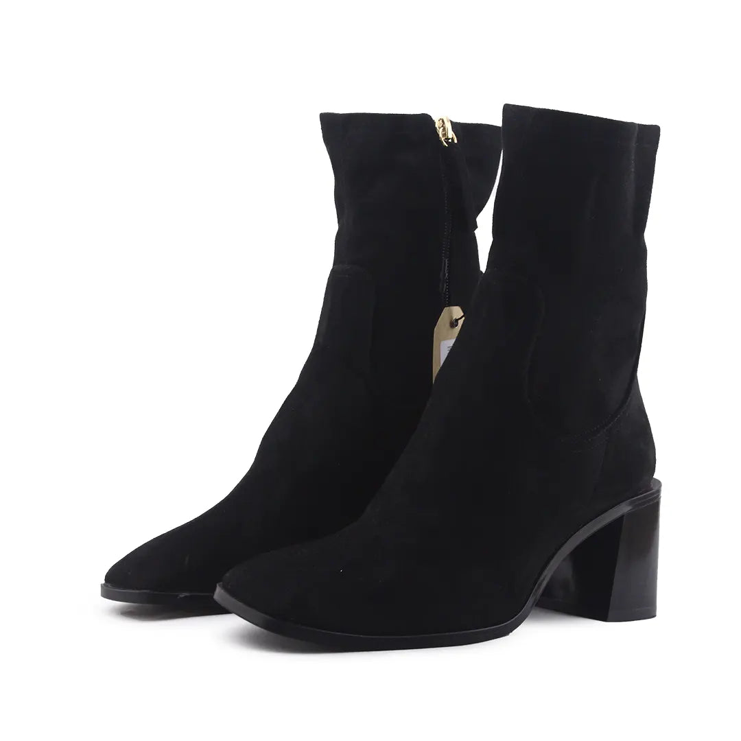 Zara Zipper Suede Ankle Boot