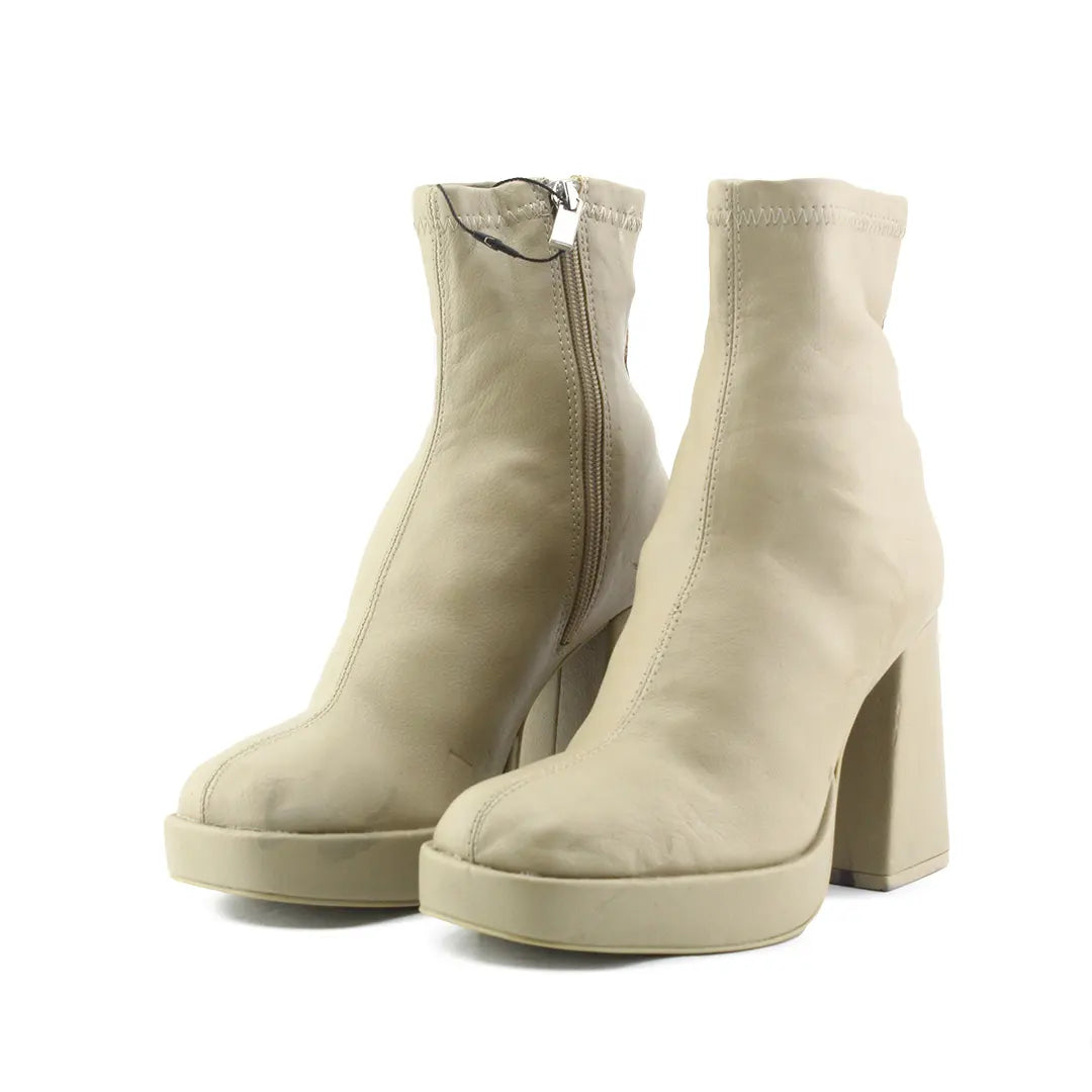 Pull & Bear Zipper Ankle Boot | 100% Authentic Leather