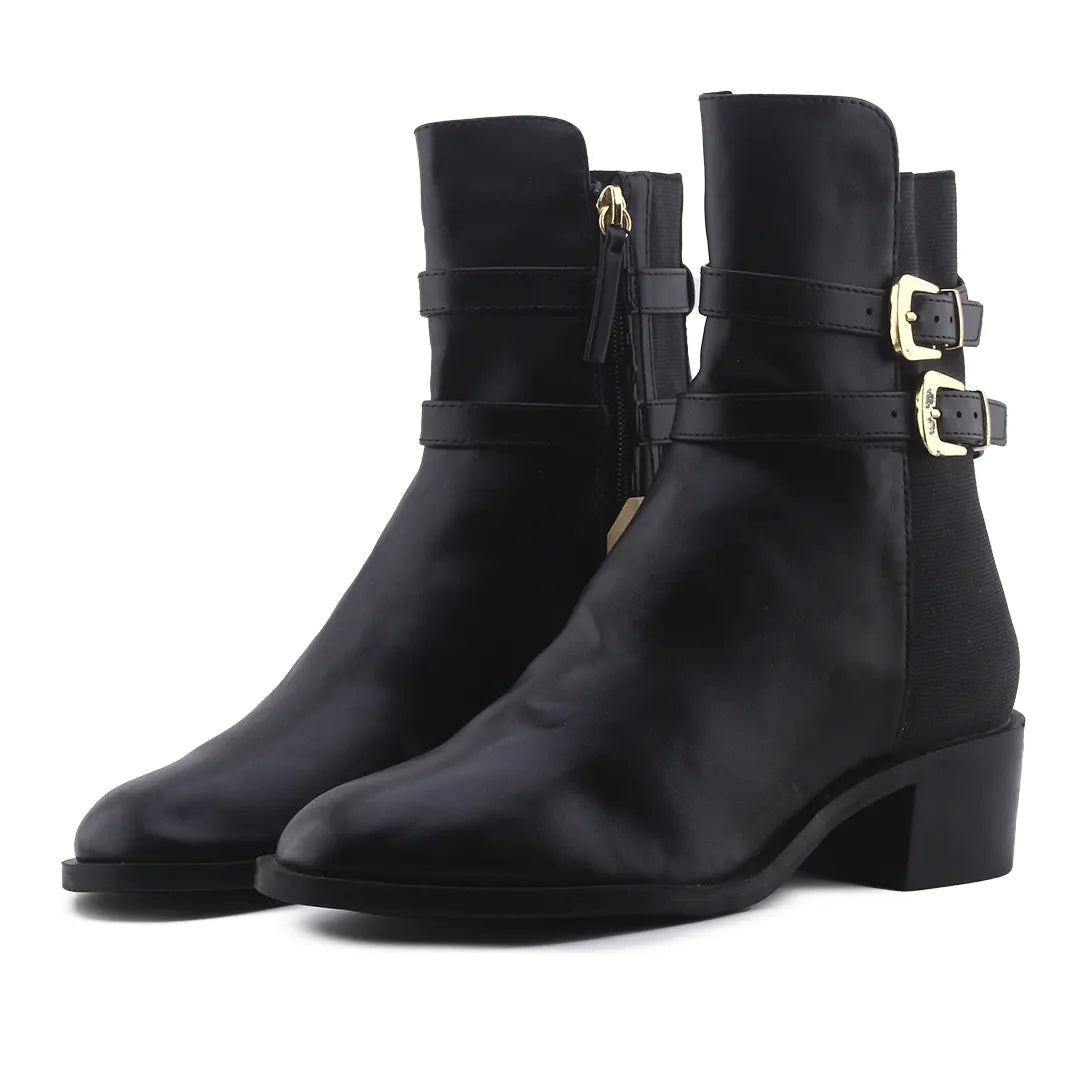 Zara Zipper Stretchable Buckle Strap Ankle Boot | 100% Authentic Leather