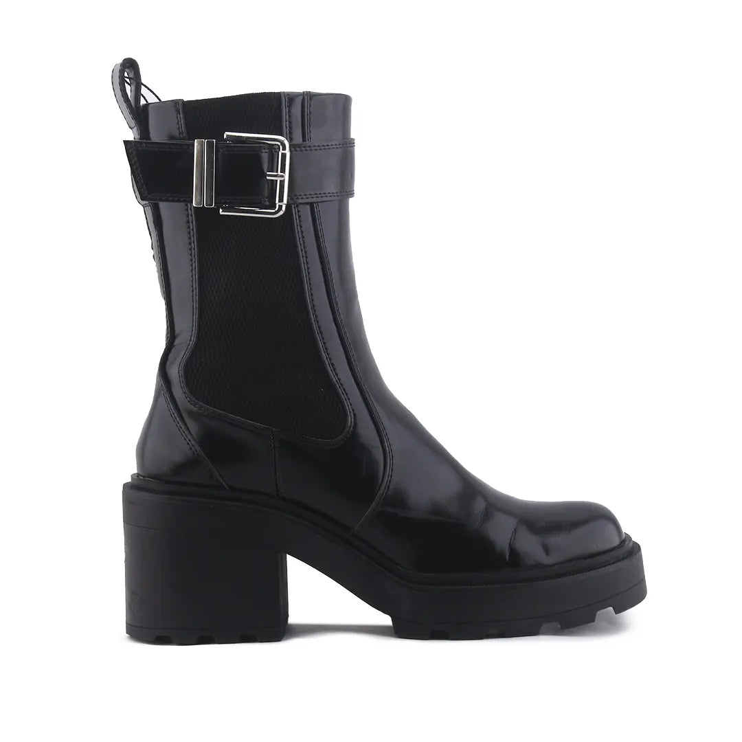 Zara Zipper Stretchable Buckle Strap Ankle Boot | 100% Authentic Leather