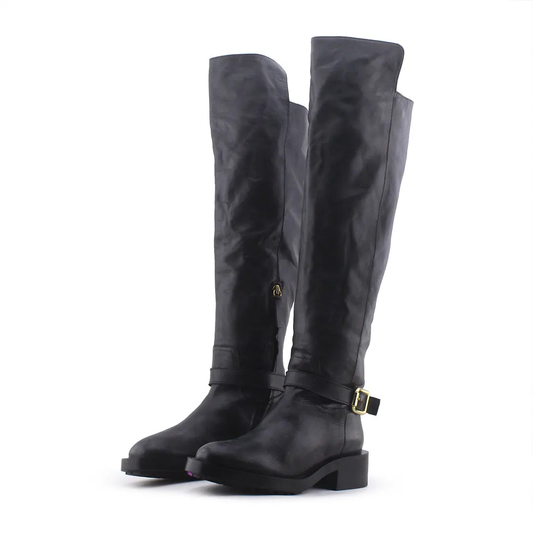 Zara Zipper Buckle Strap Knee High Boots | 100% Authentic Leather