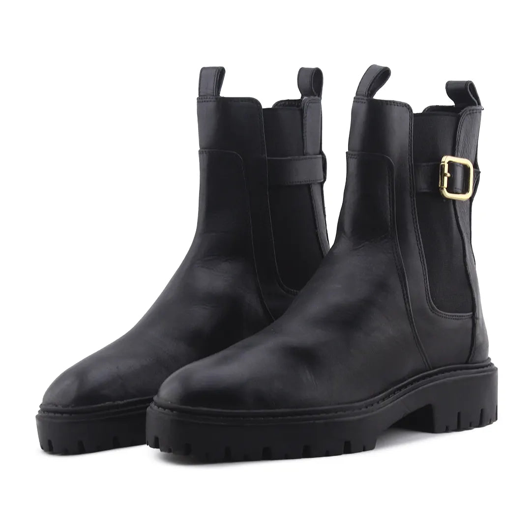 Zara Stretchable Buckle Strap Ankle Boot | 100% Authentic Leather