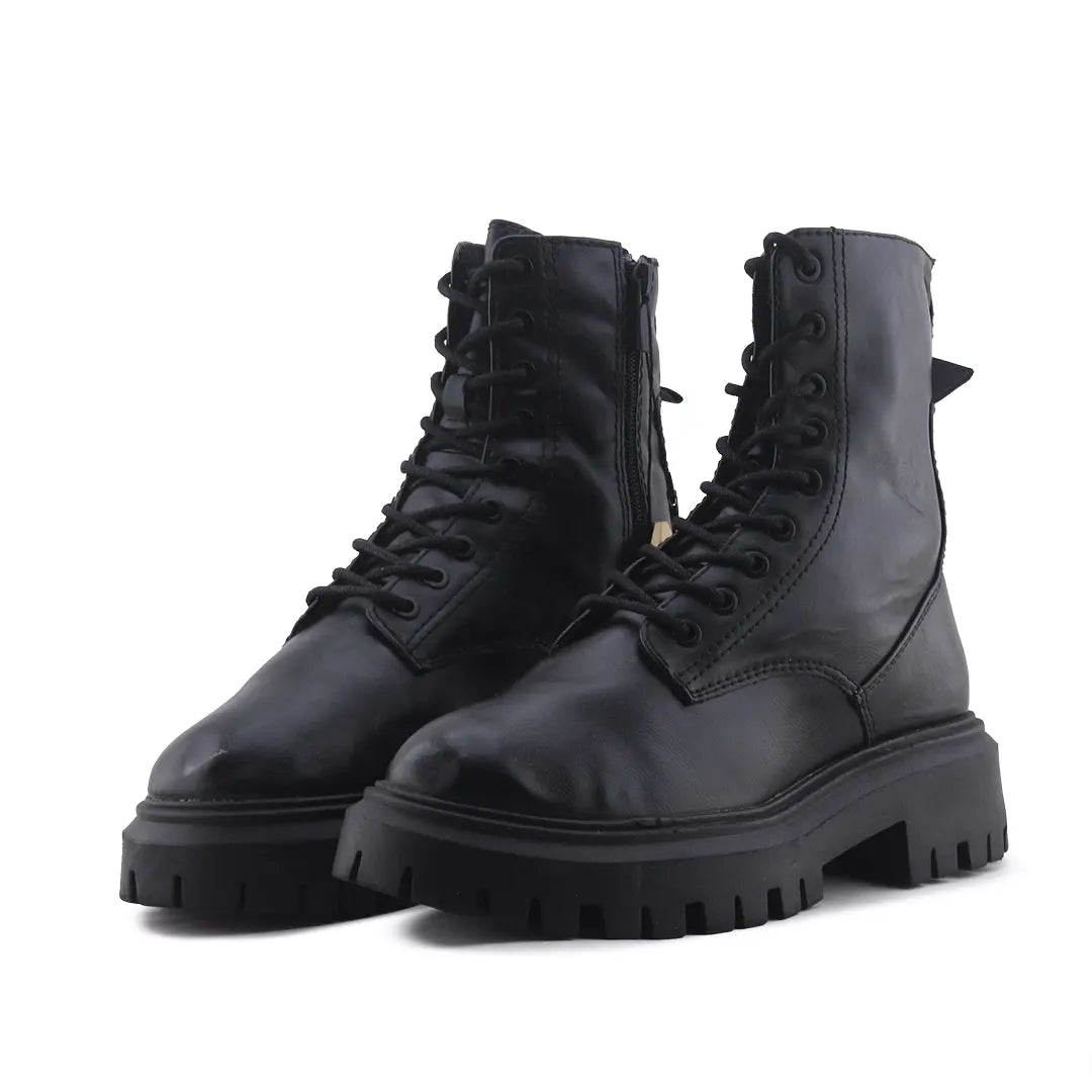 Stradivarius Zipper Lace Up Ankle Boot | 100% Authentic Leather