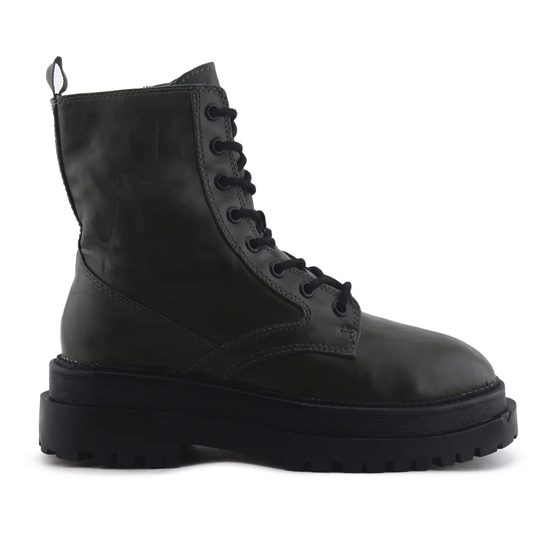 Stradivarius Zipper Lace Up Ankle Boot | 100% Authentic Leather