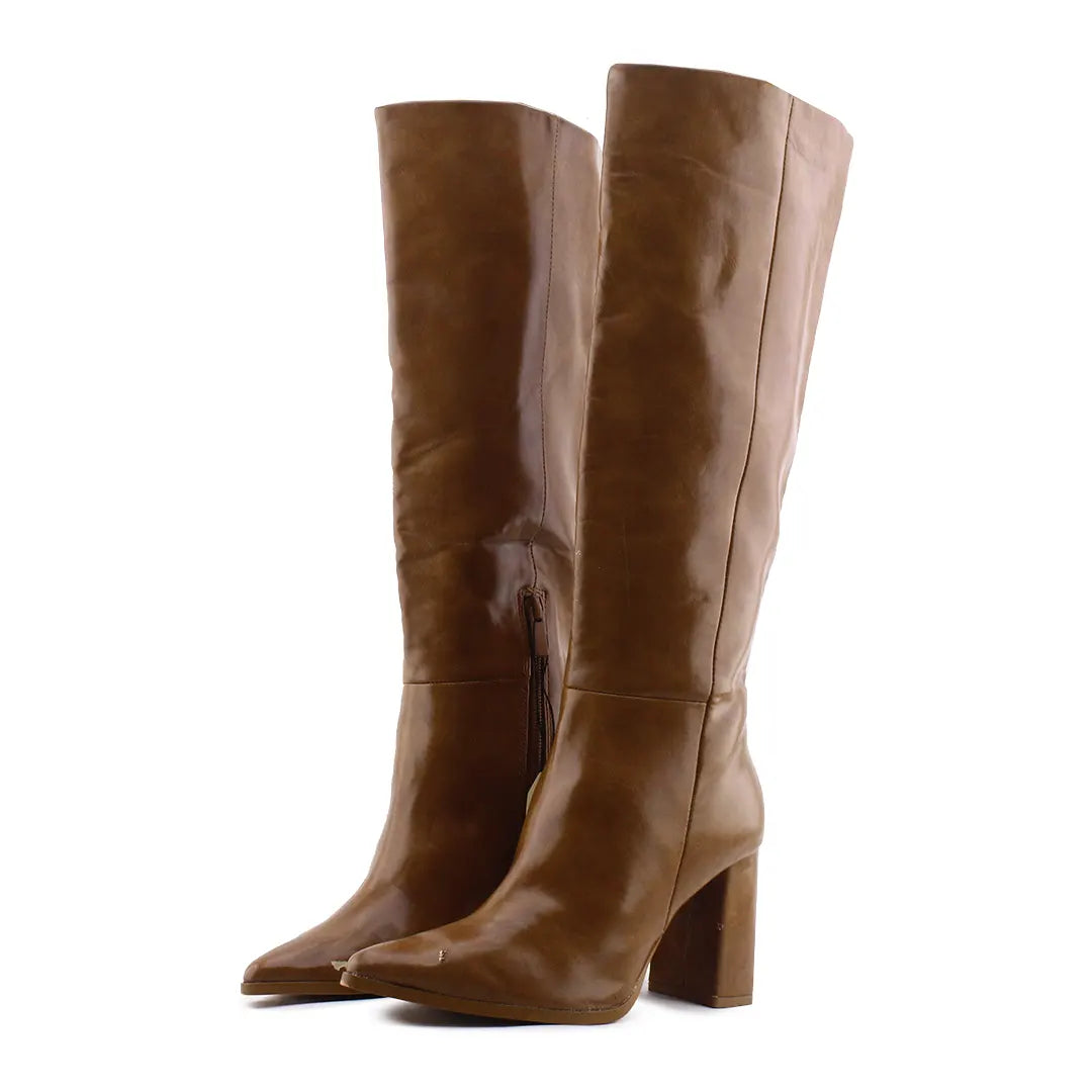 Stradivarius Zipper Knee High Boot | 100% Authentic Leather