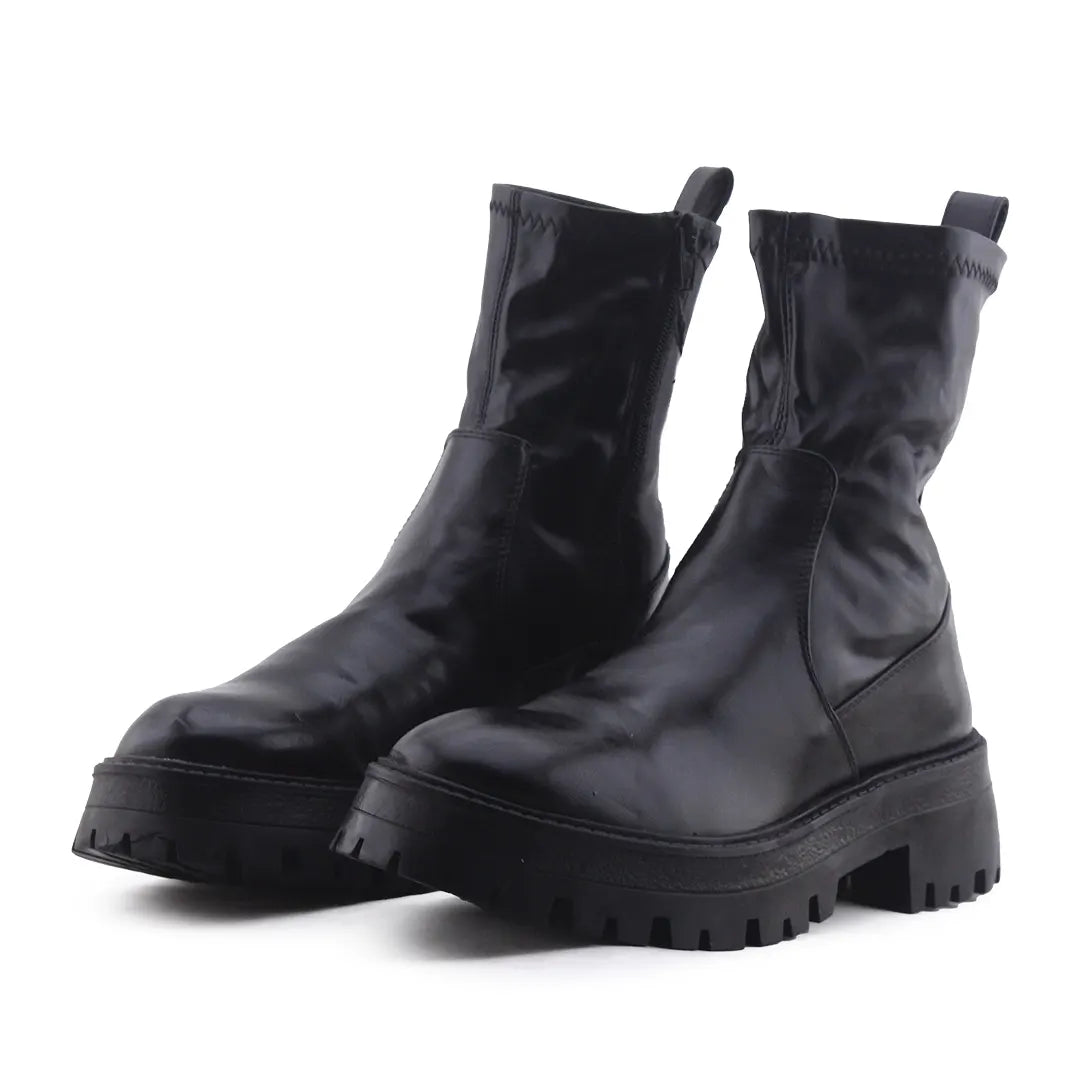 Pull & Bear Zipper Ankle Boot | 100% Authentic Leather