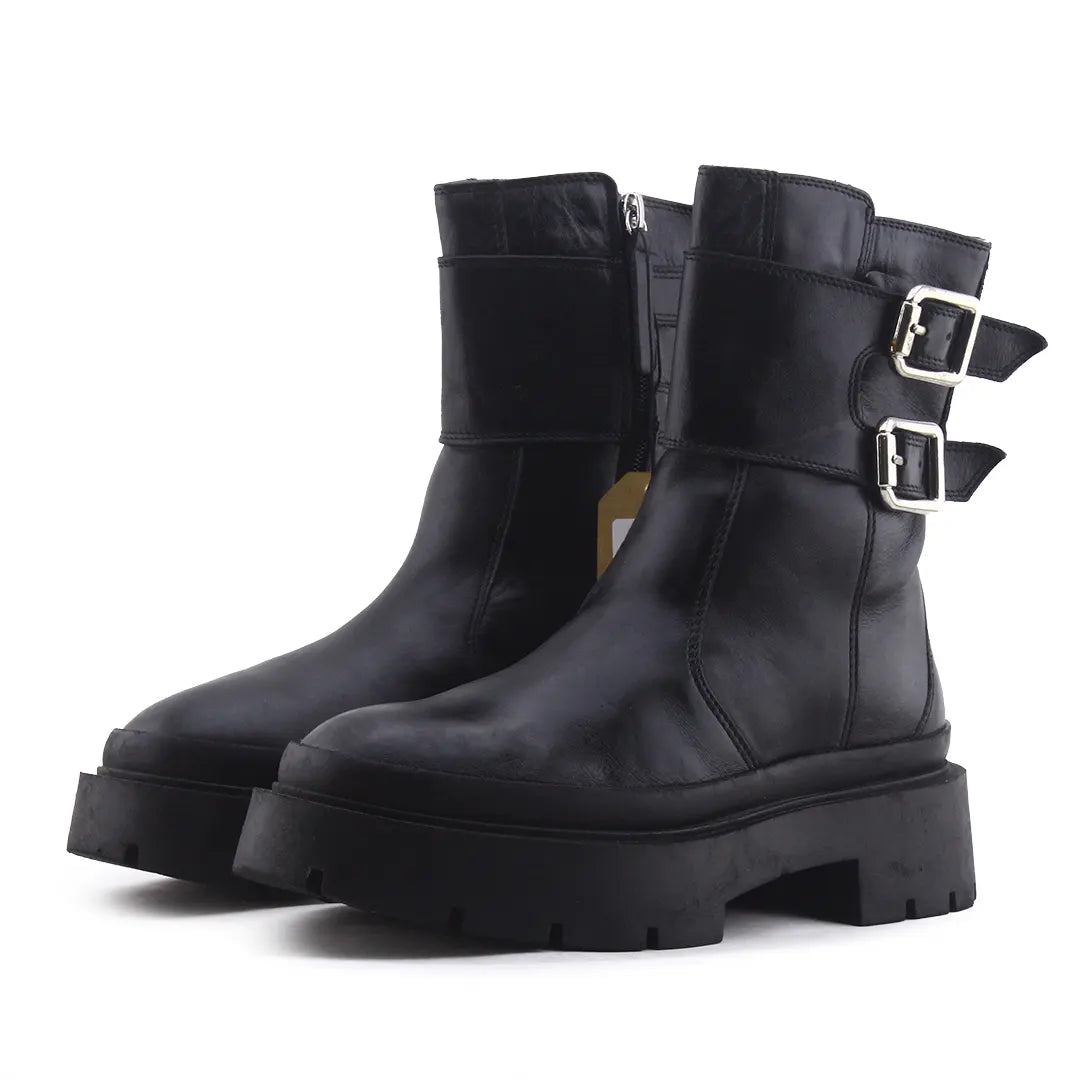 Zara Zipper Buckle Strap Ankle Boot | 100% Authentic Leather