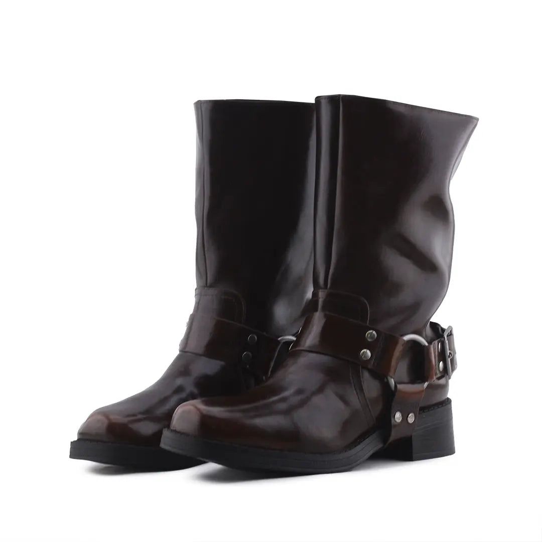 Pull & Bear Buckle Strap Ankle Boot | 100% Authentic Leather