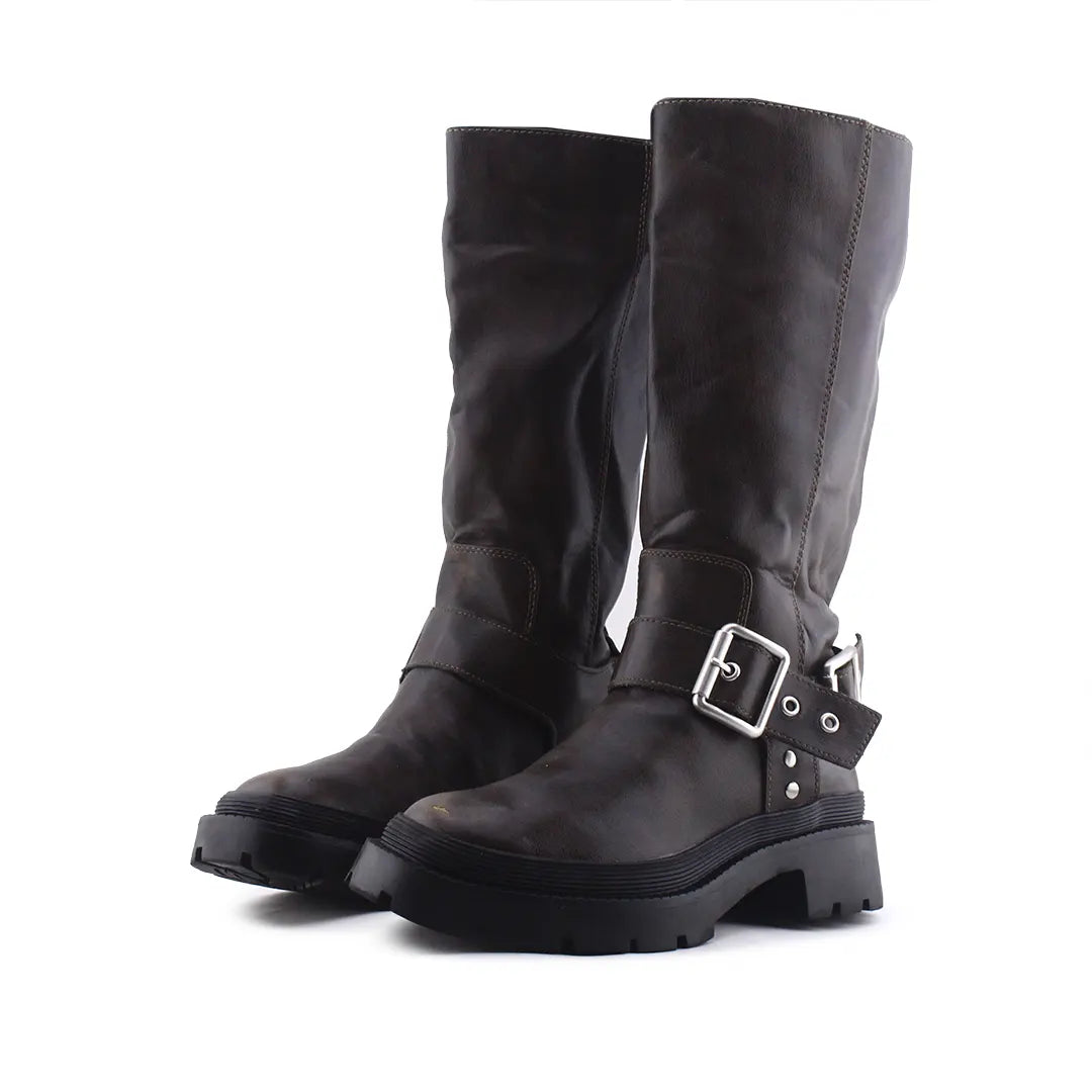 Zara Buckle Strap Knee High Boot | 100% Authentic Leather
