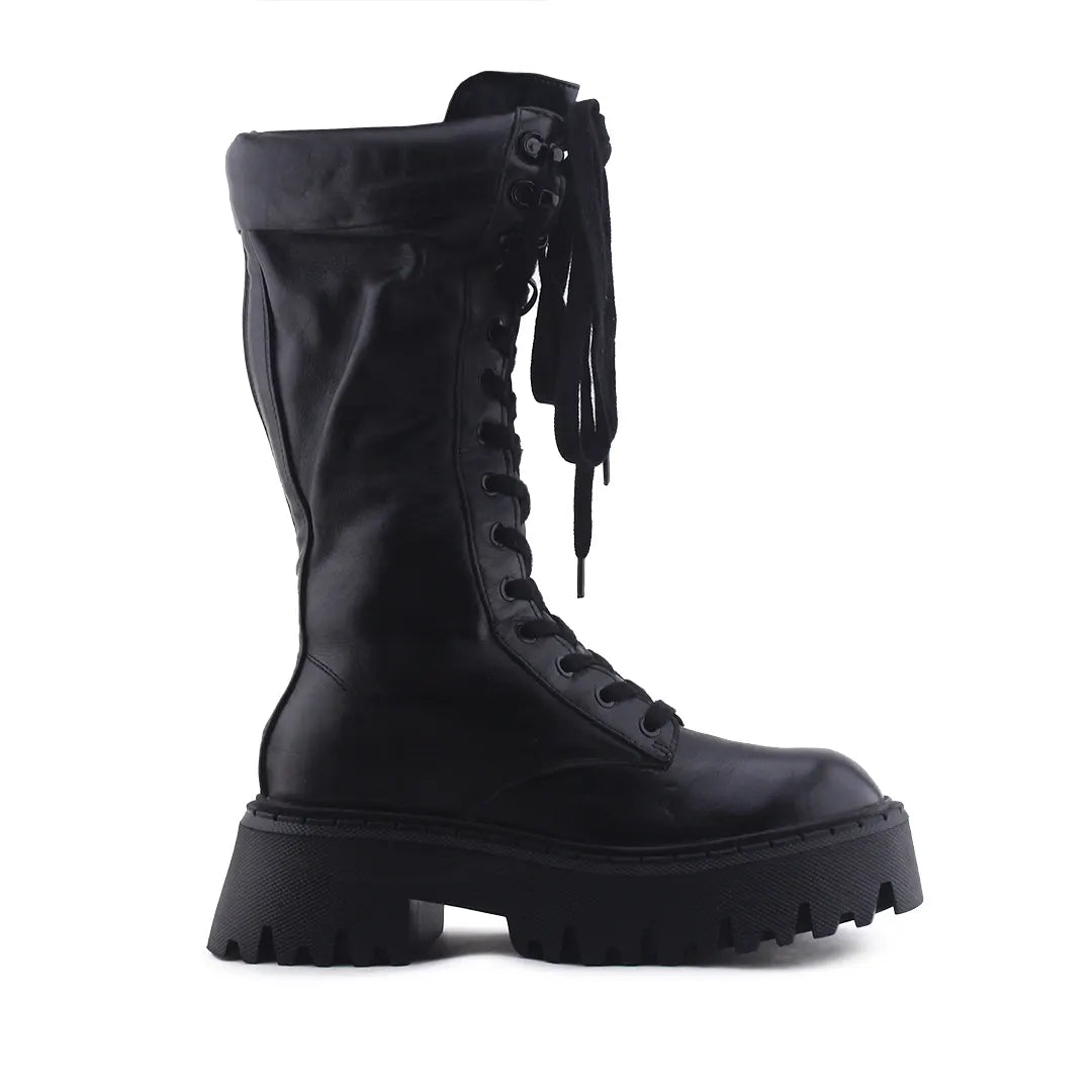 Zara Zipper Lace Up Knee High Boot | 100% Authentic Leather