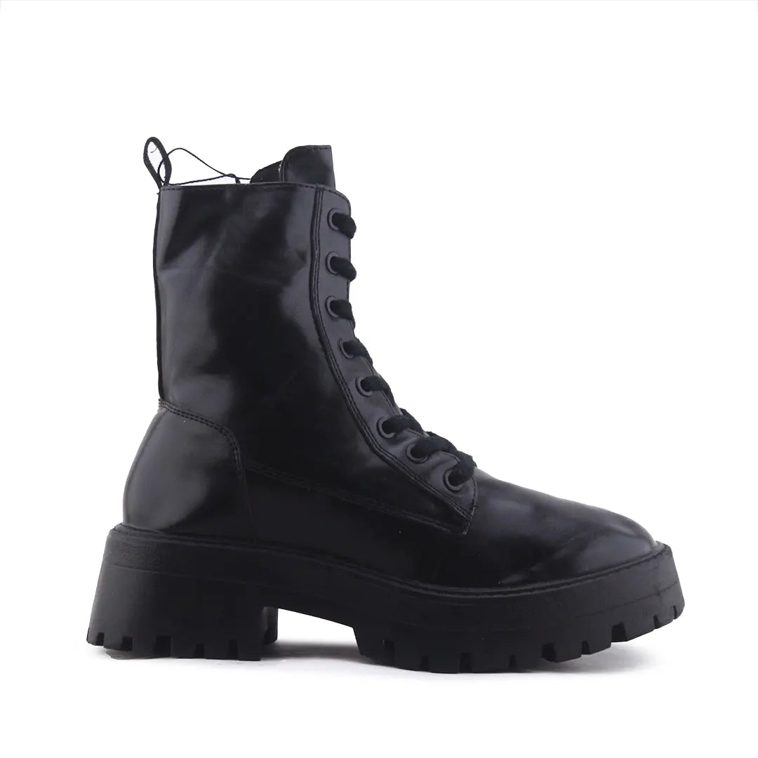 Pull & Bear Zipper Lace Up Ankle Boot | 100% Authentic Leather