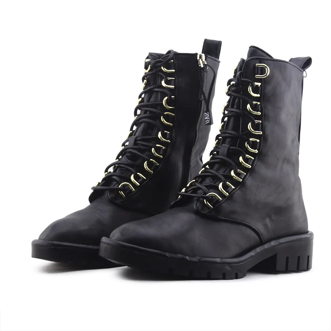 Zara Zipper Lace Up Ankle Boot | 100% Authentic Leather