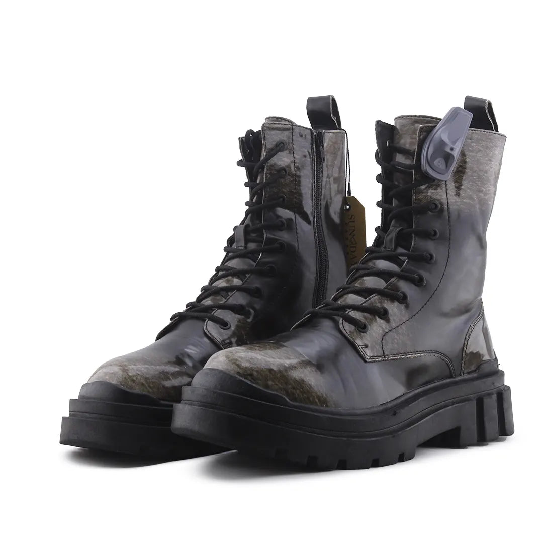 Bershka Zipper Lace Up Ankle Boot