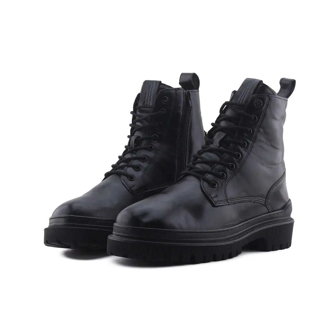 Pull & Bear Zipper Lace Up Ankle Boot | 100% Authentic Leather