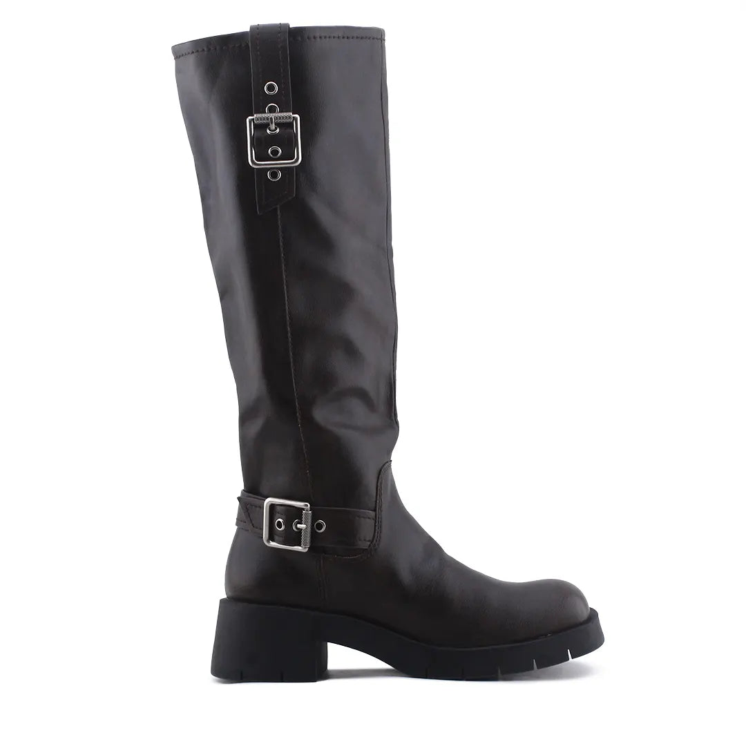 Zara Zipper Buckle Strap Knee High Boot | 100% Authentic Leather