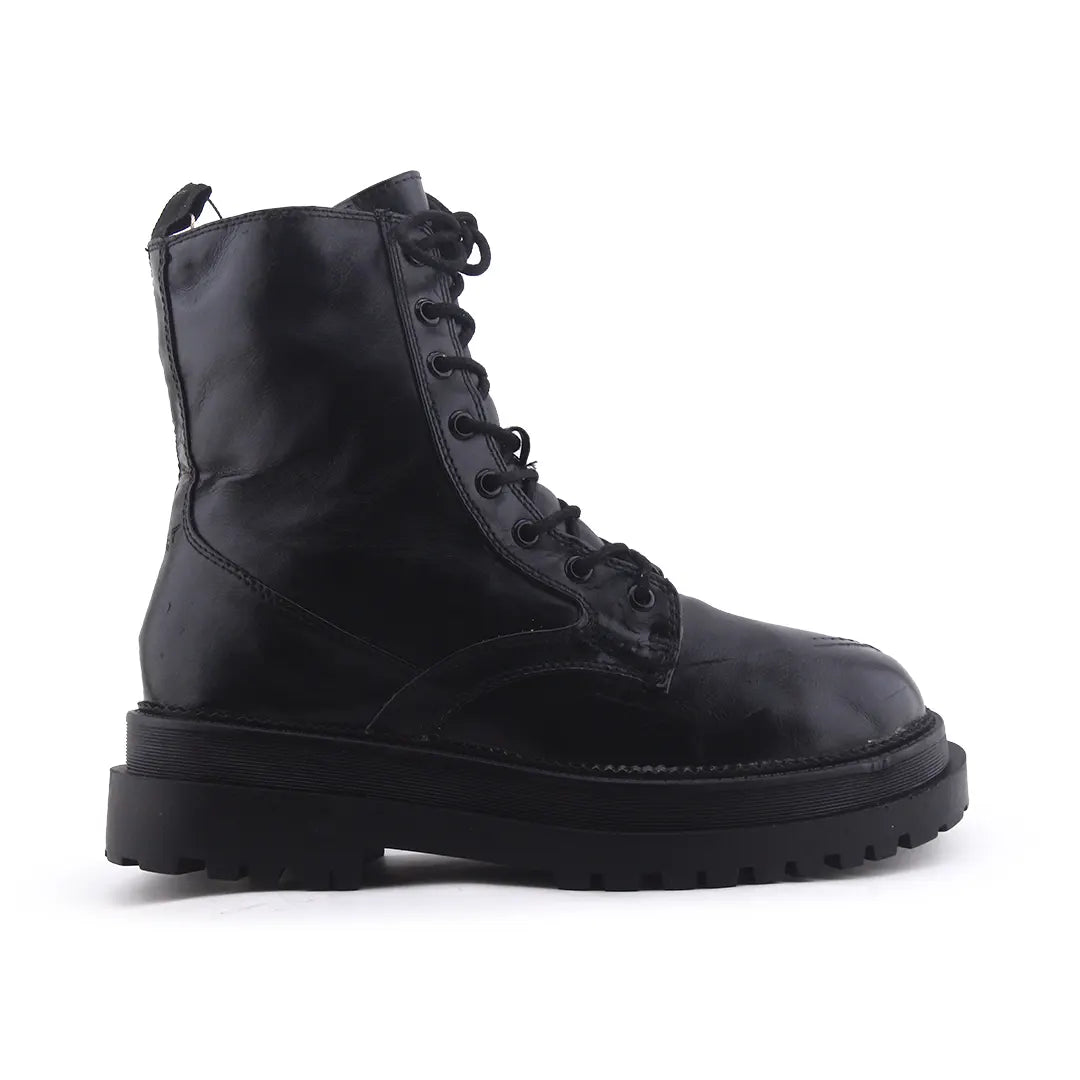 Stradivarius Zipper Lace Up Ankle Boot | 100% Authentic Leather