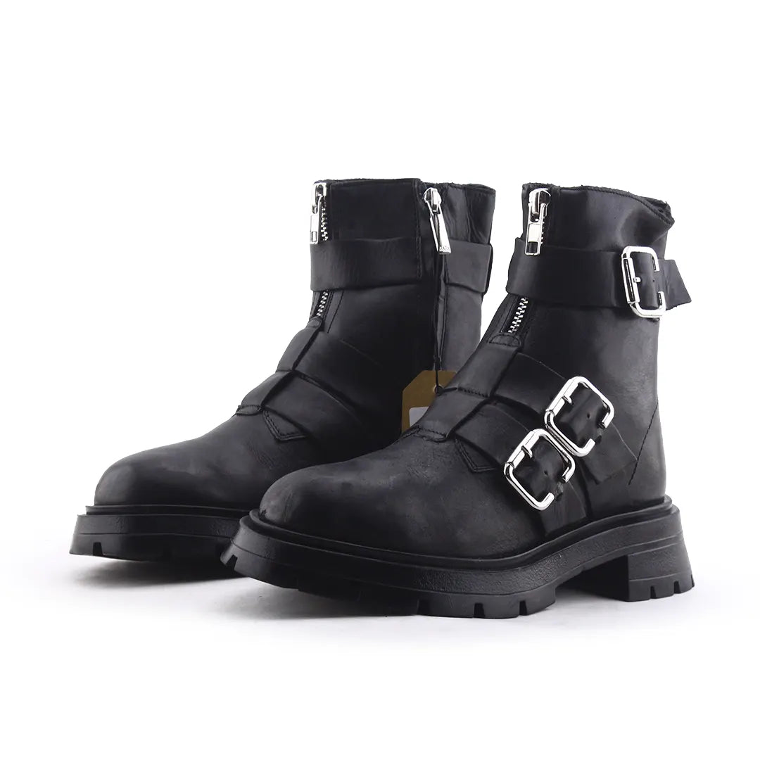 Zara Zipper Buckle Strap Ankle Boot | 100% Authentic Leather