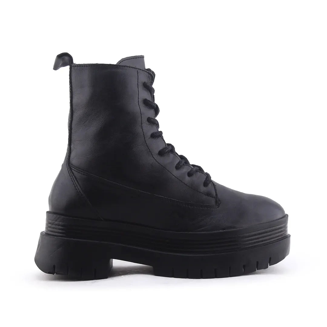 Bershka Zipper Lace Up Ankle Boot | 100% Authentic Leather