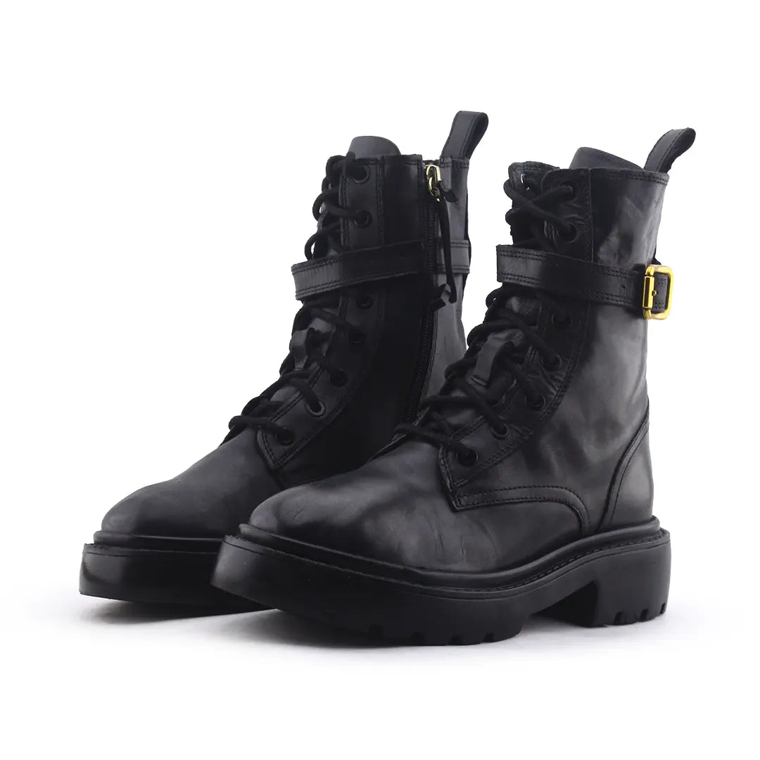 Zara Zipper Lace Up Buckle Strap Ankle Boot | 100% Authentic Leather