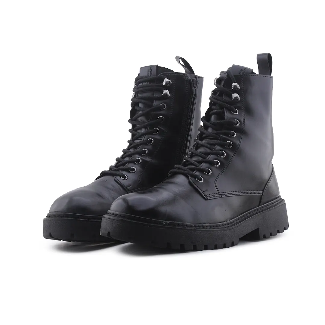 Pull & Bear Zipper Lace Up Ankle Boot | 100% Authentic Leather