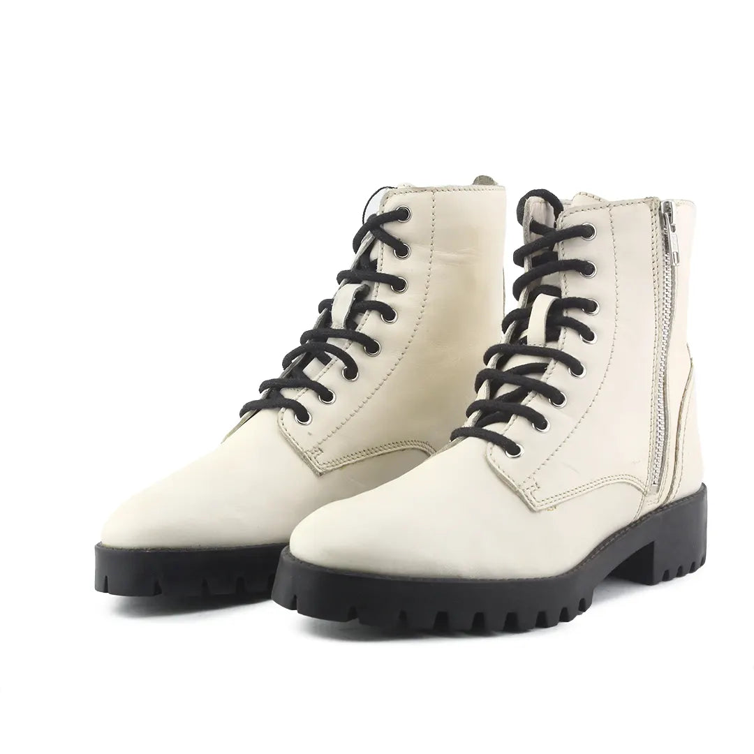 Mango Zipper Lace Up Ankle Boot | 100% Authentic Leather