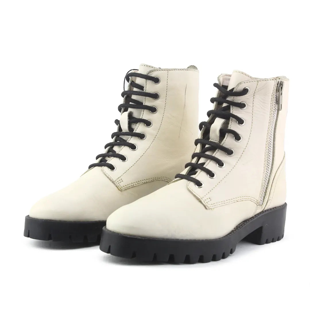 Mango Zipper Lace Up Ankle Boot | 100% Authentic Leather
