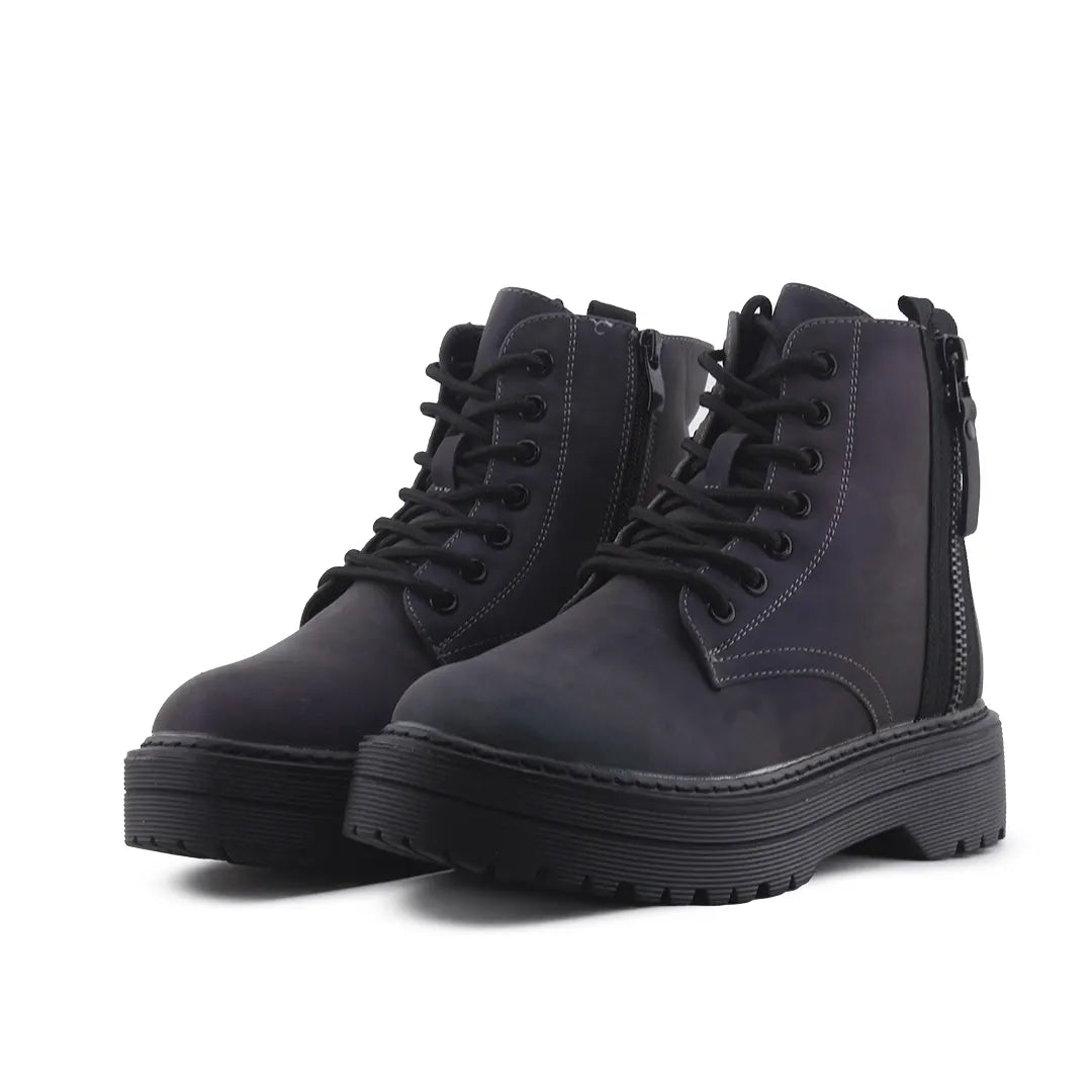 Cropp Zipper Lace Up Ankle Boot | 100% Authentic Leather