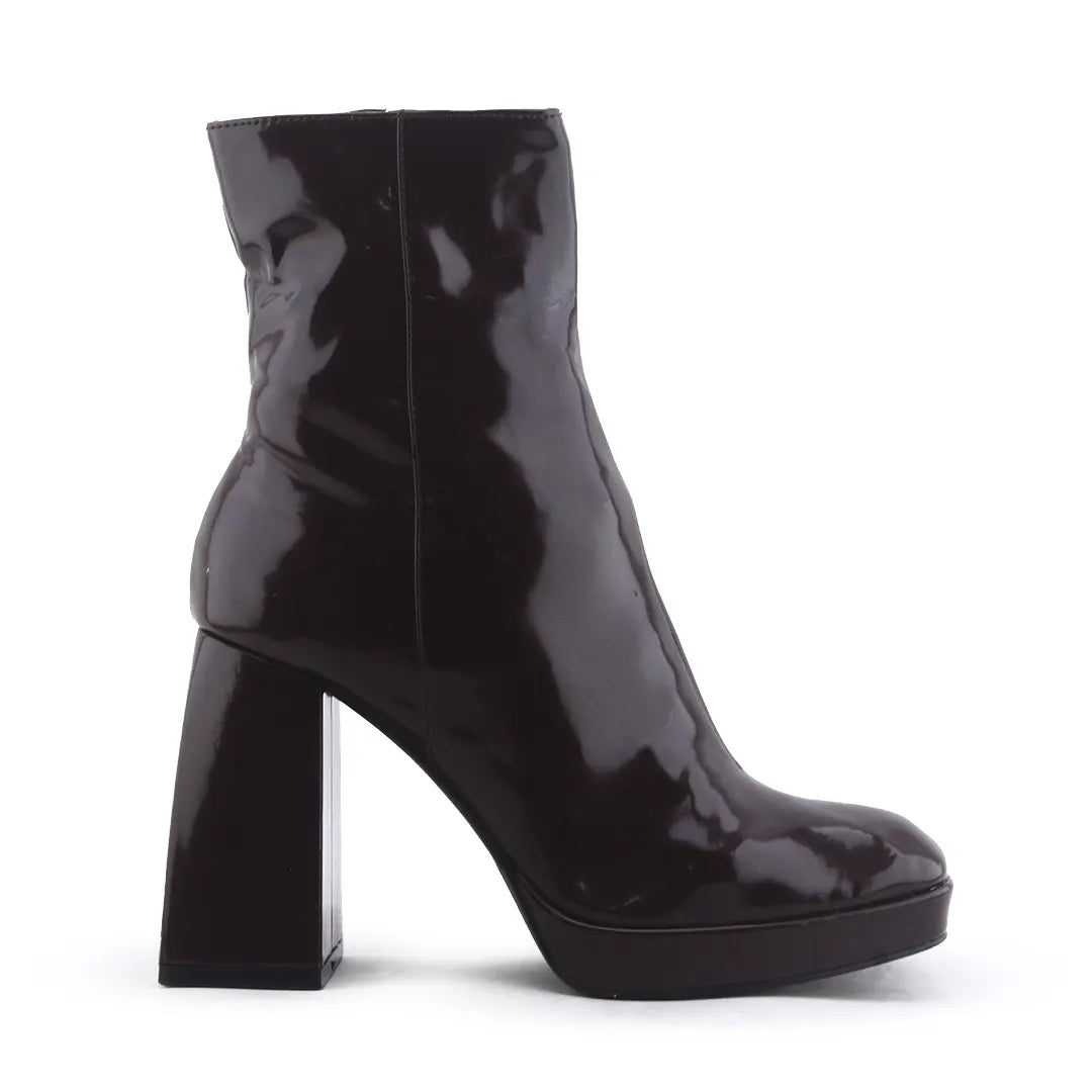 Bershka Zipper Patent Ankle Boots