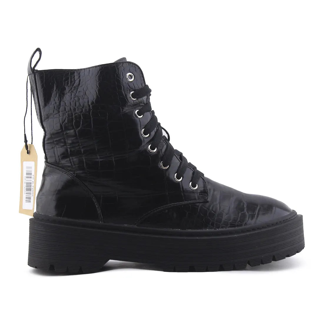 Boohoo Lace Up Ankle Boot | 100% Authentic Leather