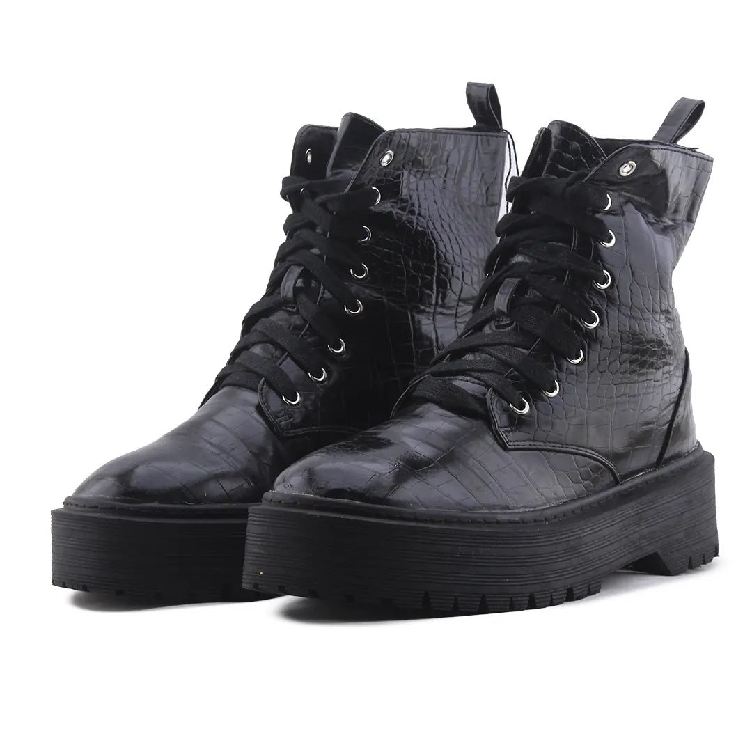 Boohoo Lace Up Ankle Boot | 100% Authentic Leather