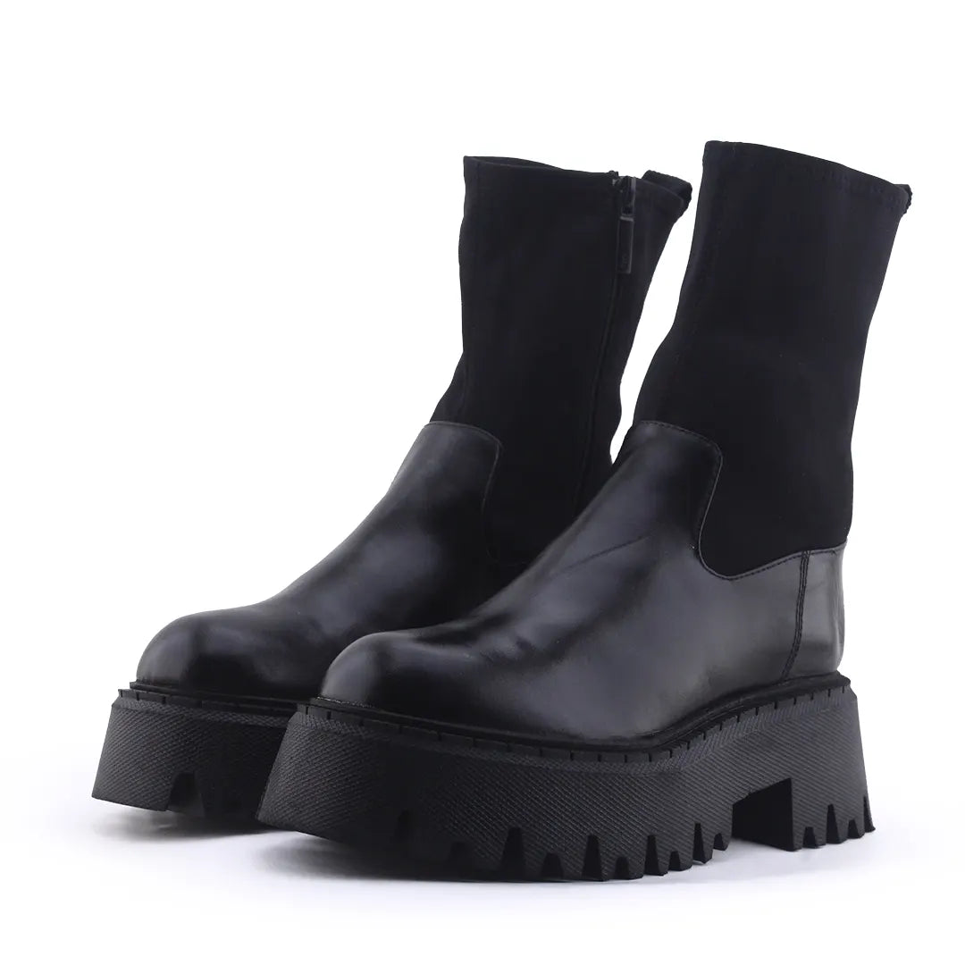 Zara Zipper Stretchable Ankle Boot | 100% Authentic Leather