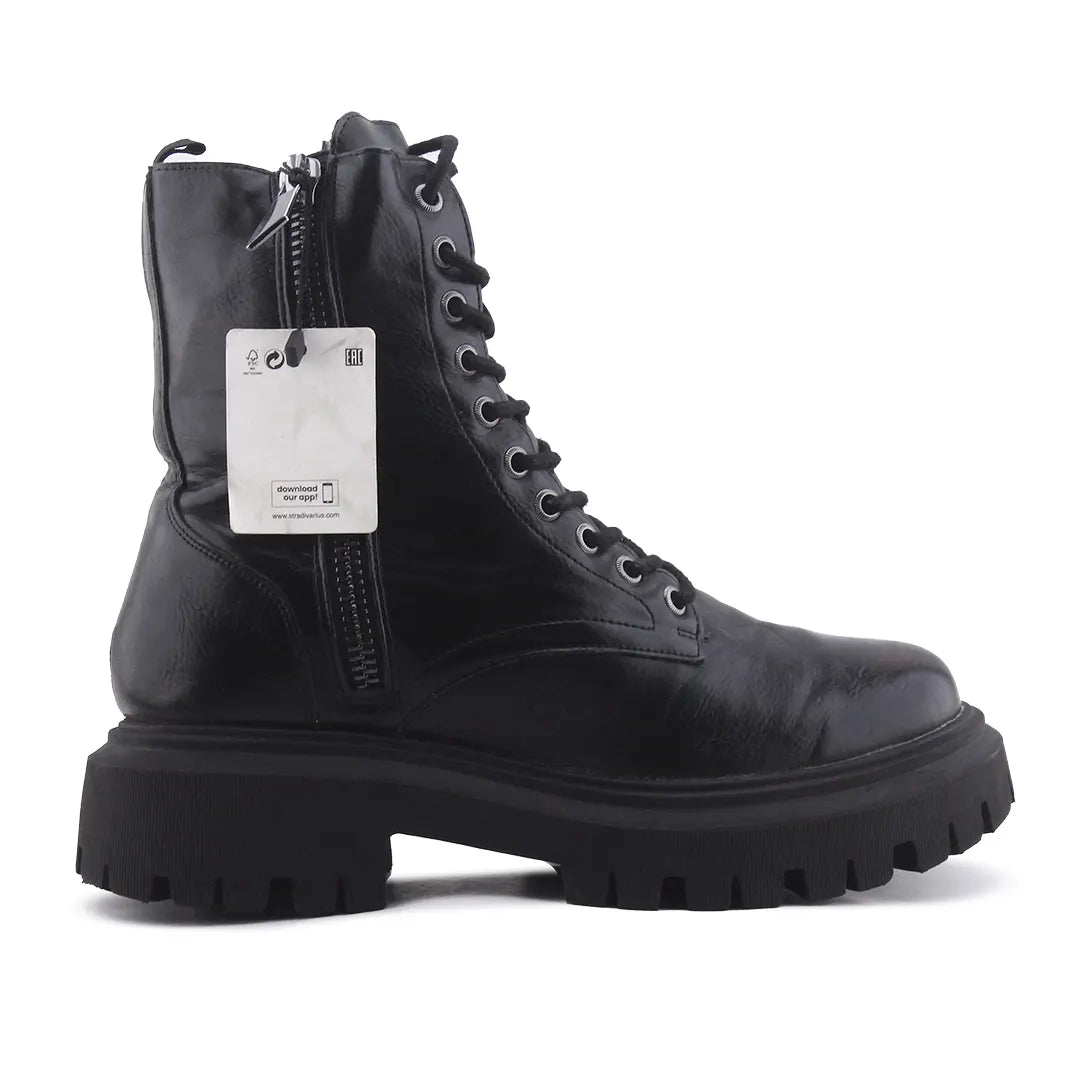 Stradivarius Zipper Lace Up Ankle Boot | 100% Authentic Leather